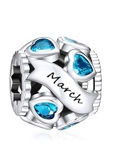 nice silver cubic zirconia heart March birthstone baby charm